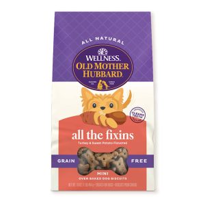 Old Mother Hubbard by Wellness All The Fixins Grain Free Natural Mini Biscuits Dog Treats  16 oz bag