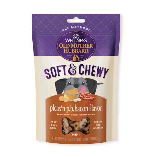 Old Mother Hubbard by Wellness Soft & Chewy Pleas n P.B.Bacon Natural Mini Dog Treats  8 oz bag