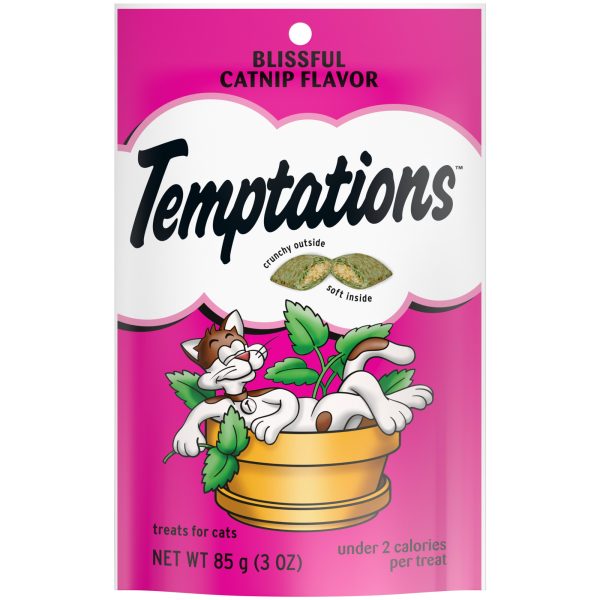 Temptations Classic Blissful Catnip Flavor Crunchy And Soft Dry Treats For Cats  3 Oz Pouch - Image 2