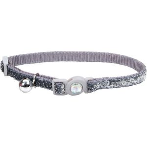 Safe Cat Jeweled Buckle Breakaway Cat Collar, Silver