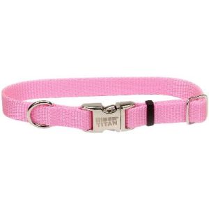 Adjustable Nlyon 1 Dog Collar W/Titan Metal Buckle-Pink