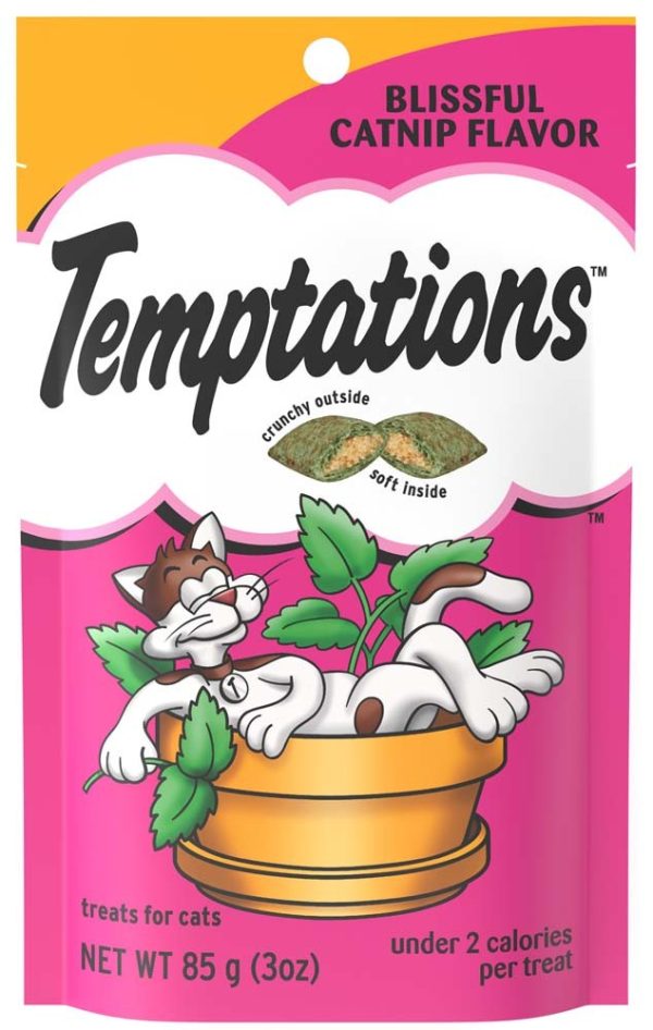 Temptations Classic Blissful Catnip Flavor Crunchy And Soft Dry Treats For Cats  3 Oz Pouch - Image 3
