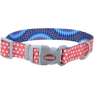 Sublime 1 Adjustable Dog Collar Dots W/blue Diamonds