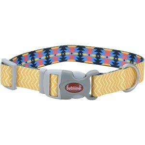 Sublime 1.5 Adjustable Dog Collar-Yellow Chevron W/Aztec